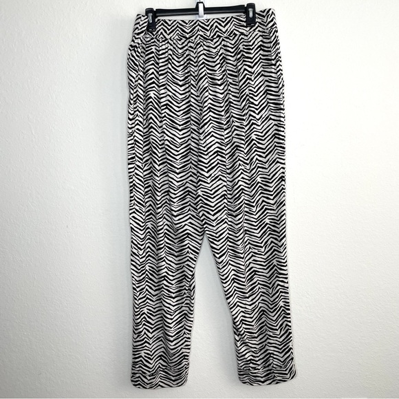 Alfani Linen Blend Zebra Print Pull On Pants Black and White - Picture 4 of 6